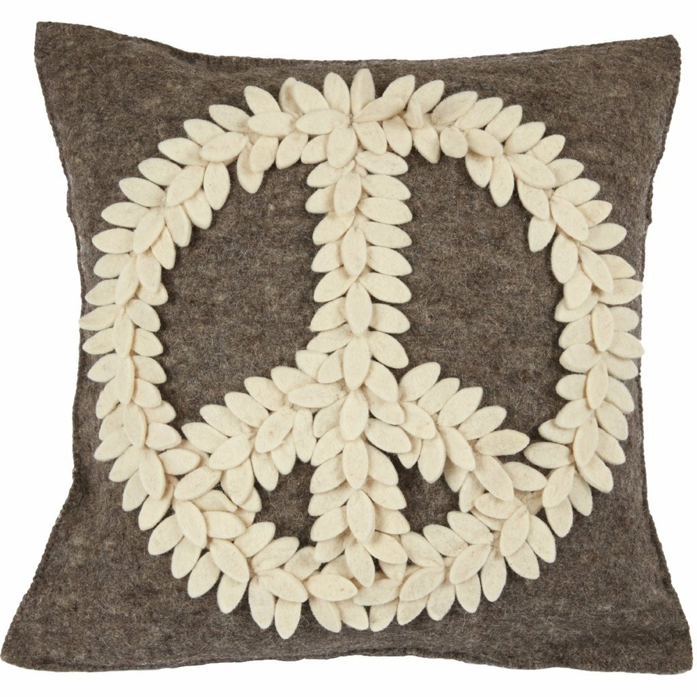 Arcadia Home Wool Pillow-Green Peace on Cream